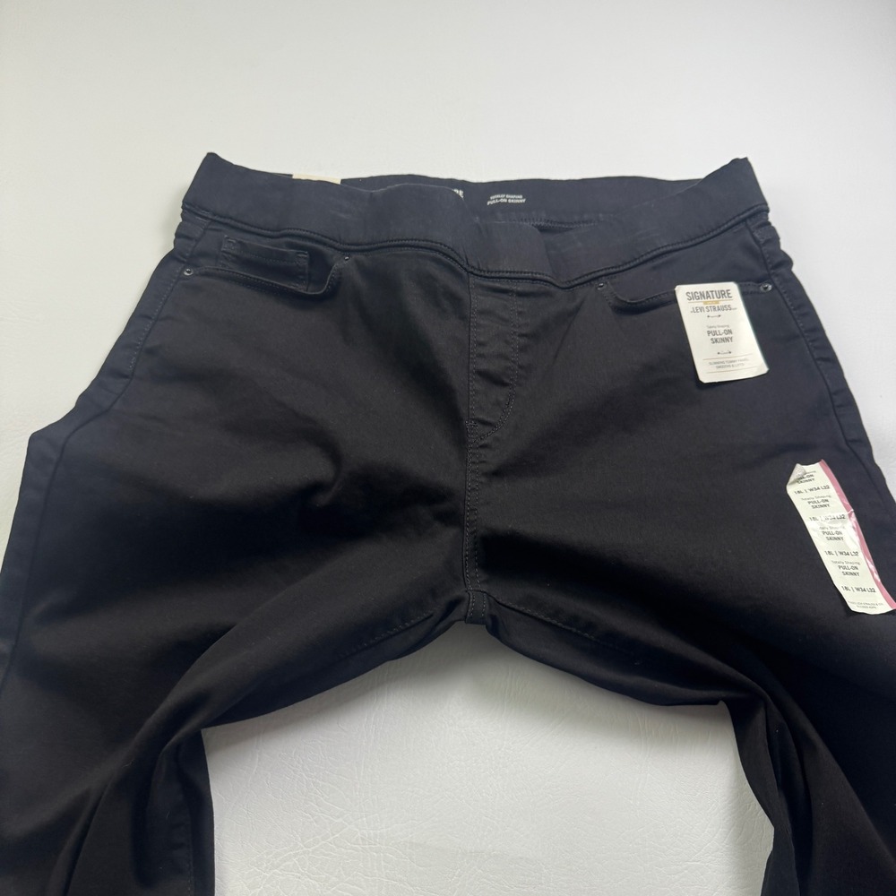 Signature Levi Strauss Totally Shaping Pull-On Skinny Black Jeans 18L W34 L32 - Picture 12 of 16